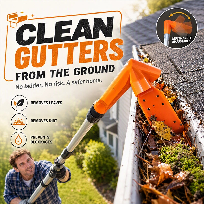 Extendable Ground-Level Gutter Cleaning Tool