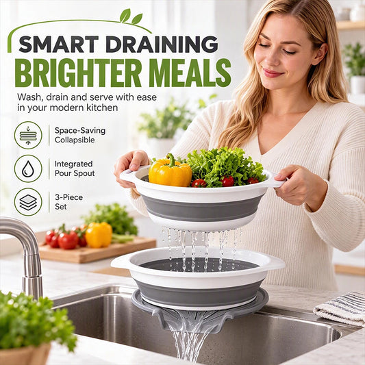 Foldable Drain Basket Set with Base
