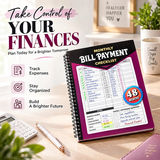 Four-Year Monthly Bill Payment Tracker Notebook