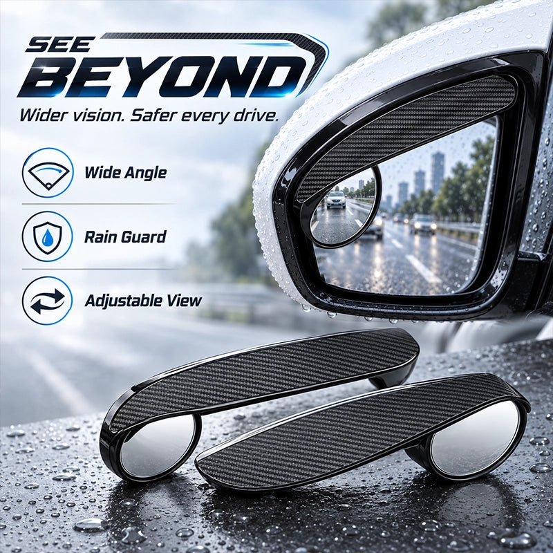2-in-1 Car Rain Eyebrow Blind-Spot Mirrors – Set of 2