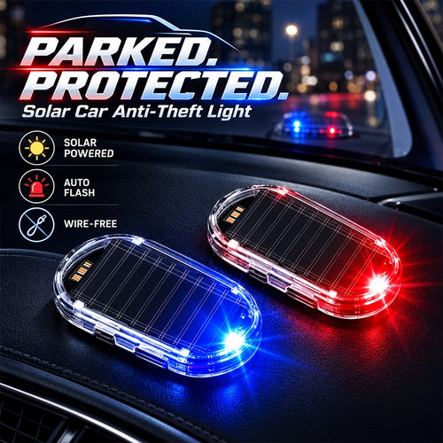 Solar-Powered Car Warning Light Pair with Automatic Flash Effect