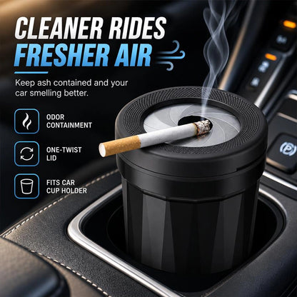 Sealed Mini Car Ashtray with Twist Lid for Cleaner Small-Space Storage