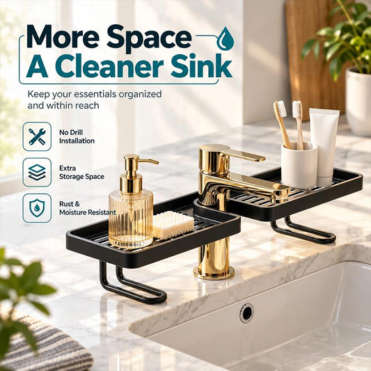 No-Drill Over-Faucet Sink Shelf for Bathroom Counter Storage