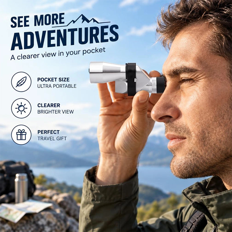 8×20 Right-Angle Monocular Telescope Kit with Phone Clip and Tripod