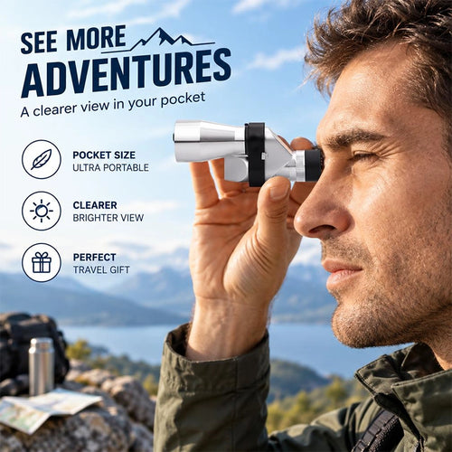 8×20 Right-Angle Monocular Telescope Kit with Phone Clip and Tripod