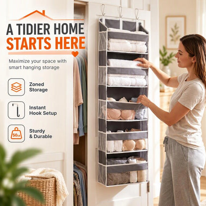 Five-Tier Hanging Closet Organizer in Beige or Gray