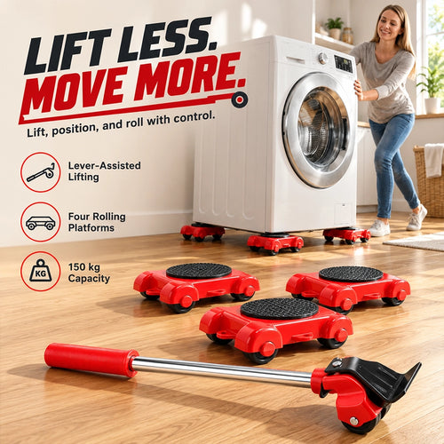 Five-Piece Furniture Mover Set with Eight-Wheel Dollies