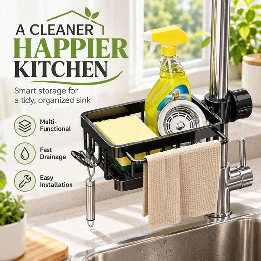 Faucet-Hanging Drain Rack with Removable Drip Tray