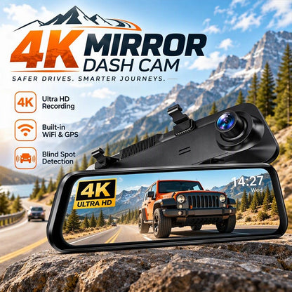 10-Inch Dual-View Rearview Mirror Dash Camera