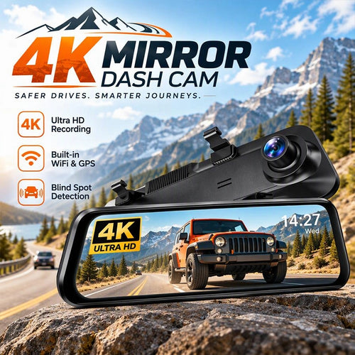 10-Inch Dual-View Rearview Mirror Dash Camera