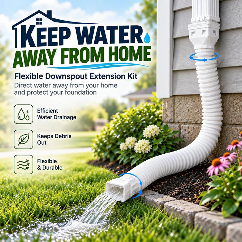 Flexible Gutter Downspout Extension for Rainwater Routing