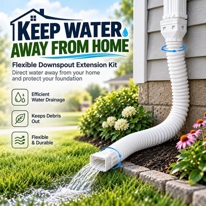 Flexible Gutter Downspout Extension for Rainwater Routing