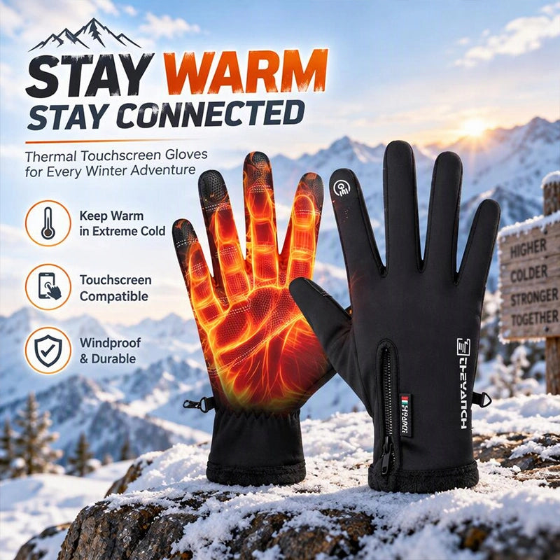 Zippered Touchscreen Winter Gloves for Cold-Weather Wear