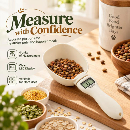 Smart Digital Measuring Scoop Scale | Accurate Pet Food & Kitchen Portioning