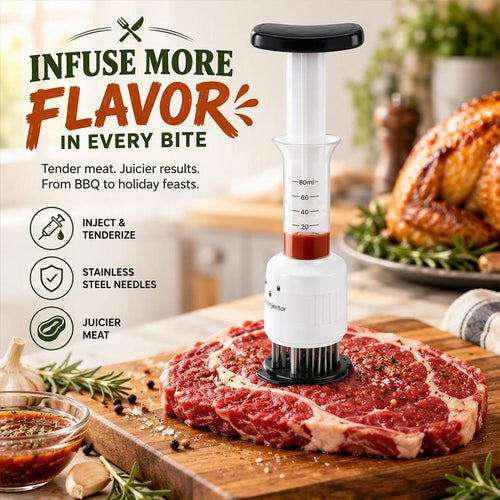 Meat Tenderizer and Marinade Injector for BBQ Preparation