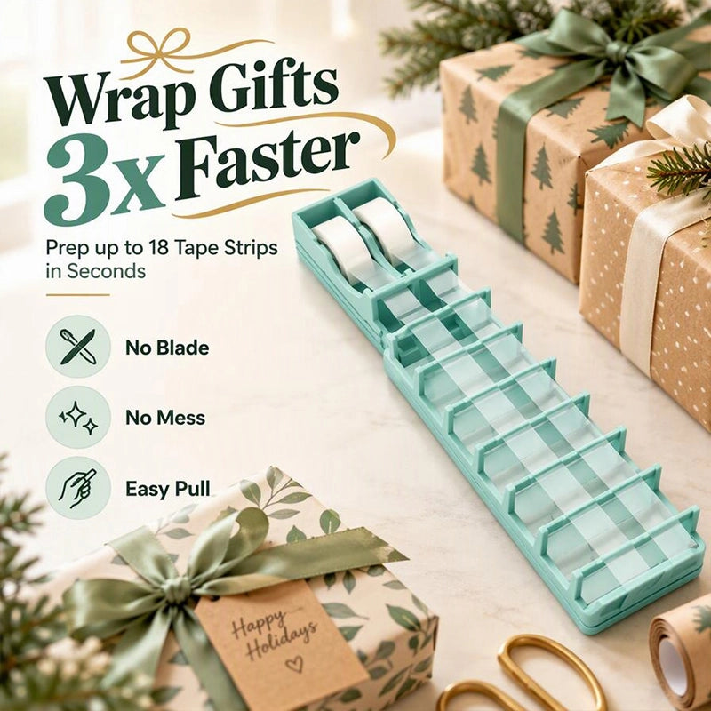 Retractable Tape-Strip Prep Dispenser for Gift Wrapping