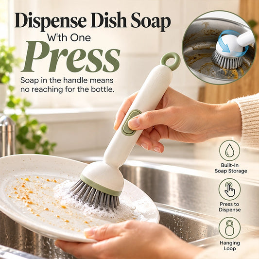 Soap-Dispensing Dish Brush with Refillable Handle