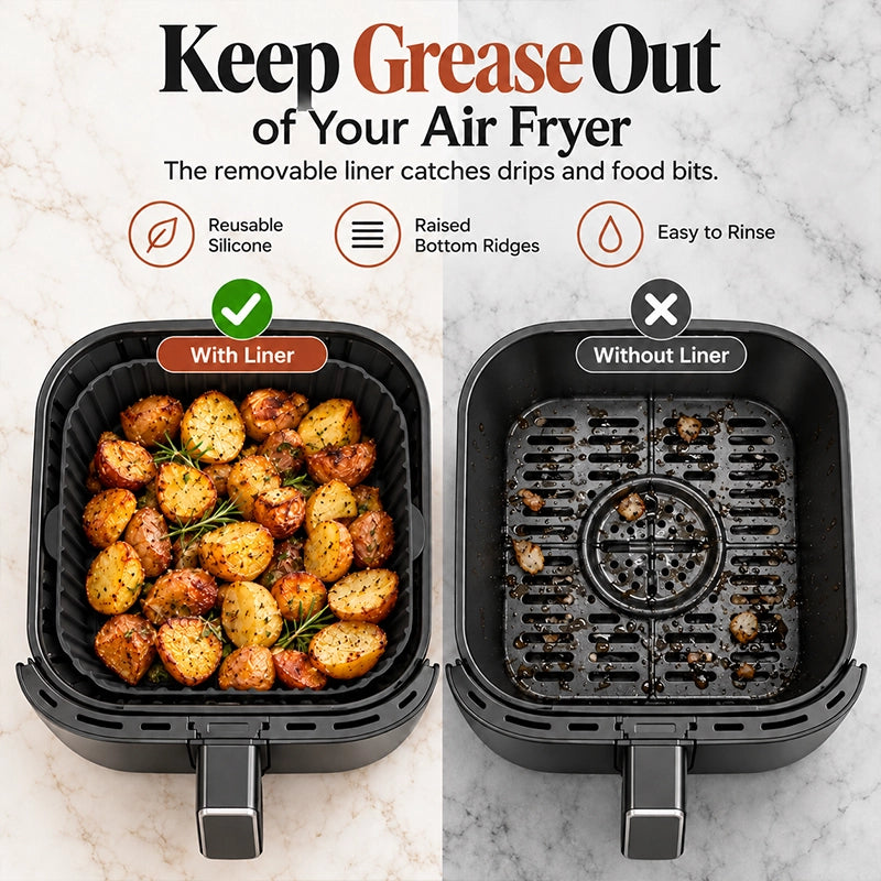 3-Piece Reusable Silicone Air Fryer Liner Set