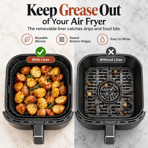 3-Piece Reusable Silicone Air Fryer Liner Set