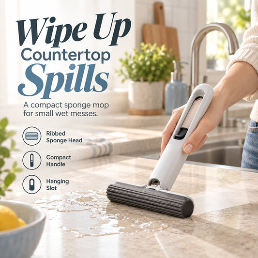 Mini Squeeze Mop with Two Sponge Heads for Small Surfaces
