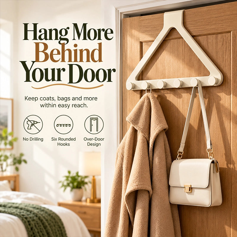 Triangular Over-Door Hanging Racks for Coats and Towels, 2-Pack