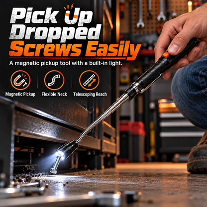 Telescoping Magnetic Pickup Flashlight for Dropped Screws and Small Parts