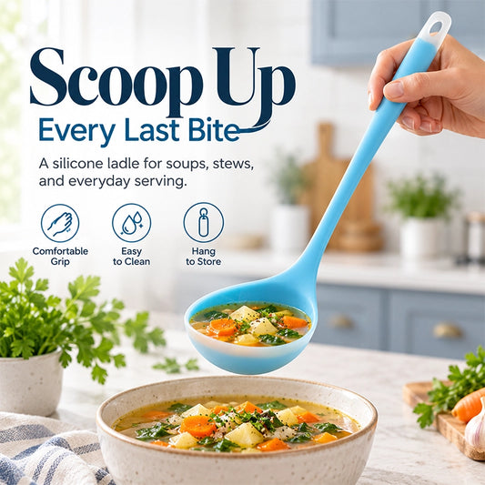 Translucent Silicone Soup Ladle for Everyday Serving