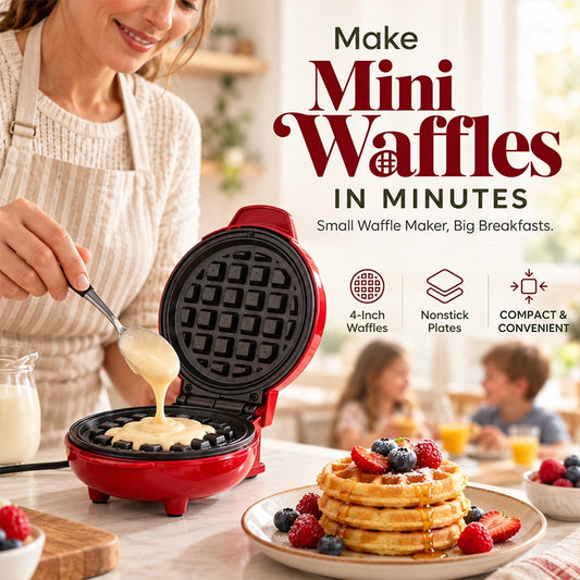 Compact Mini Waffle Maker for Small Breakfasts, US Plug