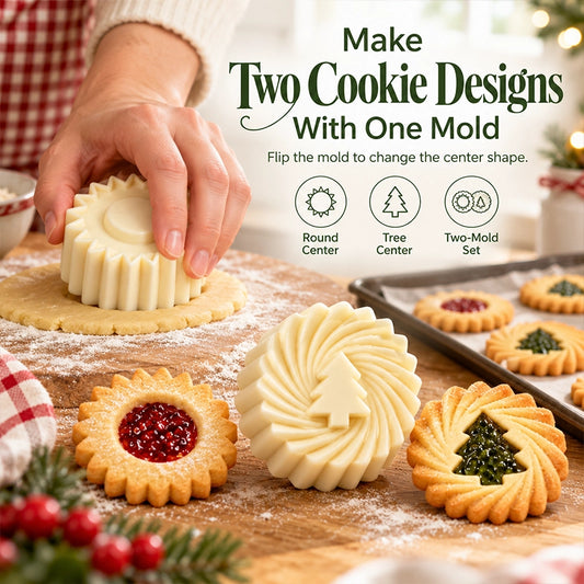 Double-Ended Christmas Tree Cookie Press Mold Set, 2-Pack