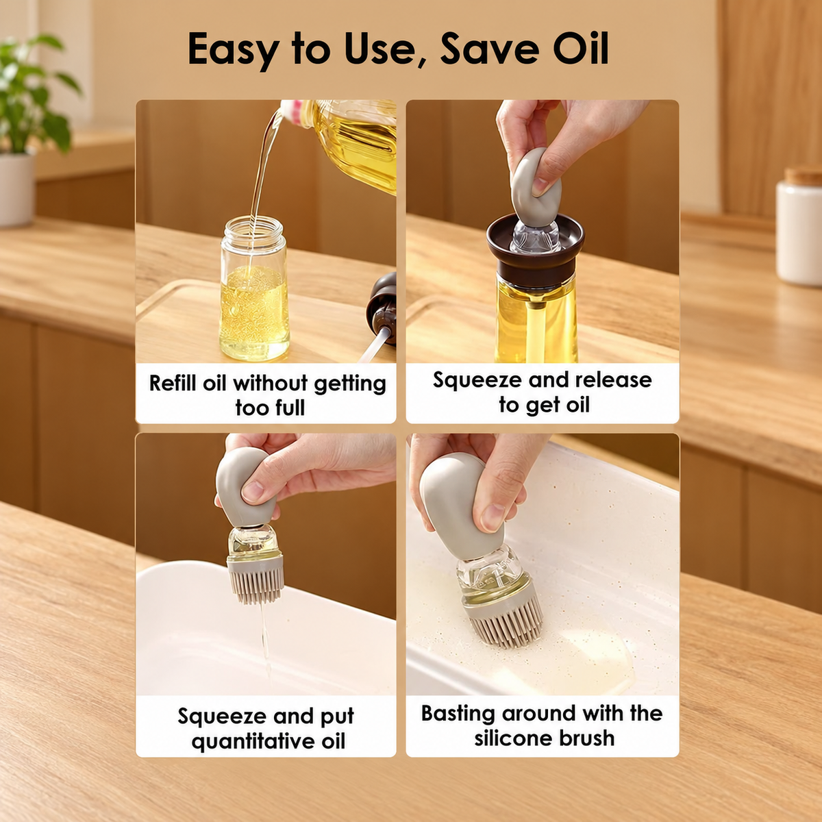Glass Oil Bottle with Basting Brush for Everyday Cooking — view 4
