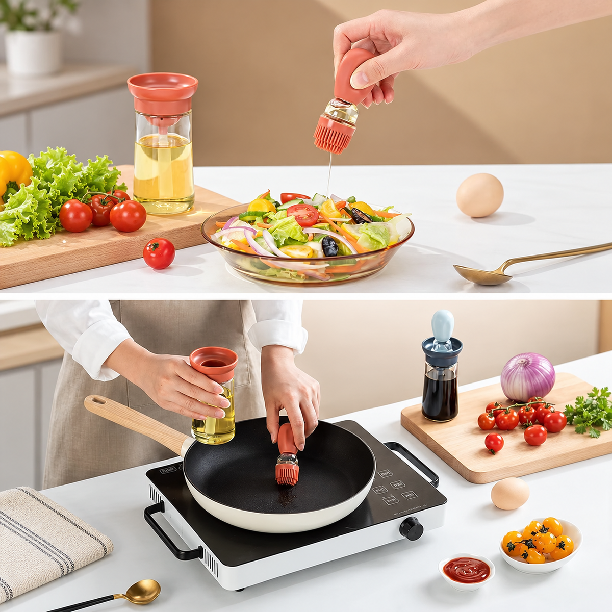 Glass Oil Bottle with Basting Brush for Everyday Cooking — view 6