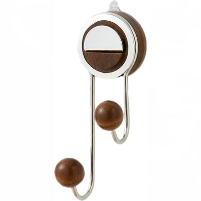 Wood-Look Double-Ball Suction Hook for Smooth Walls — view 1