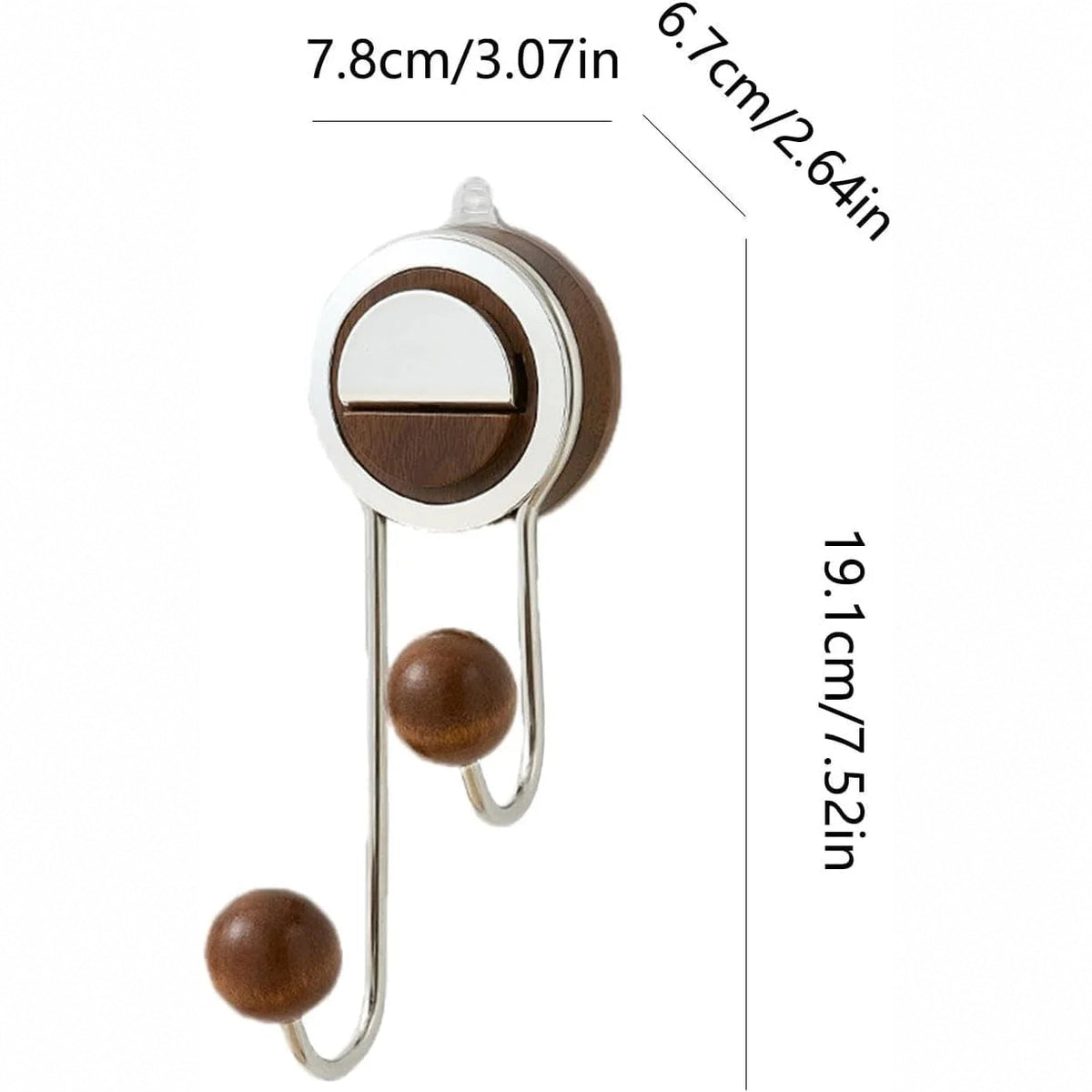 Wood-Look Double-Ball Suction Hook for Smooth Walls — view 2