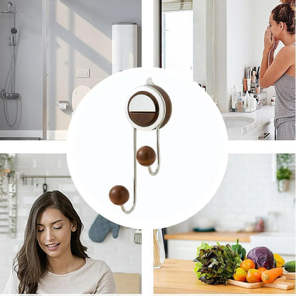 Wood-Look Double-Ball Suction Hook for Smooth Walls — view 5