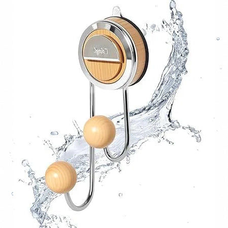 Wood-Look Double-Ball Suction Hook for Smooth Walls — view 8