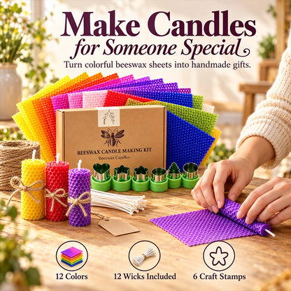 DIY Beeswax Candle Rolling Kit — 12 Colors