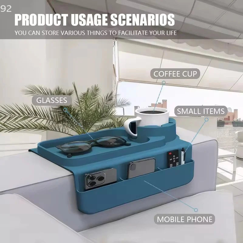 Blue sofa arm tray product view