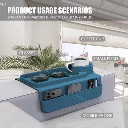 Blue sofa arm tray product view