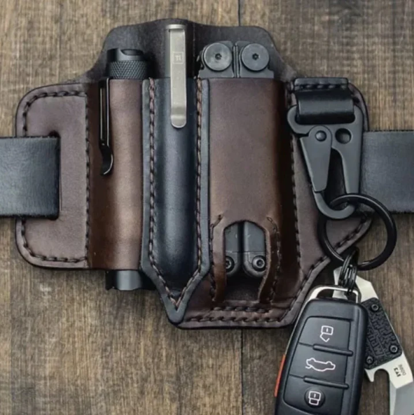 Leather Belt Multitool Pouch Mens Daily Carry Waist Pack