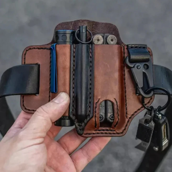 Leather Belt Multitool Pouch Mens Daily Carry Waist Pack