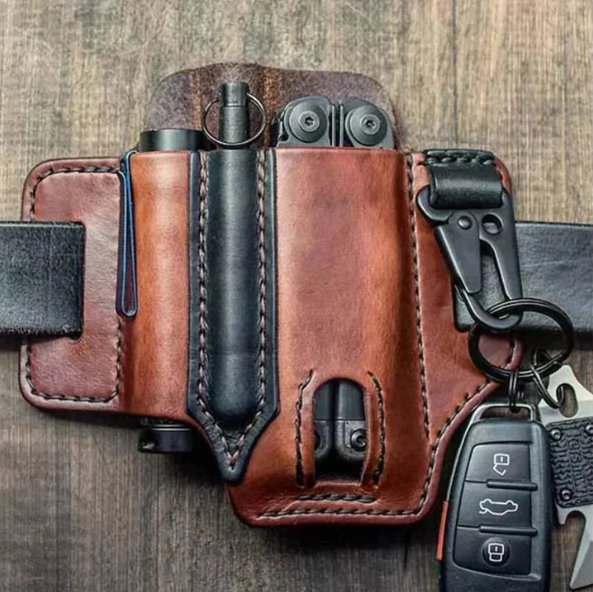 Leather Belt Multitool Pouch Mens Daily Carry Waist Pack