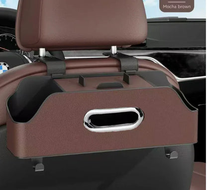 Car Headrest-Mounted Multifunction Storage Tray