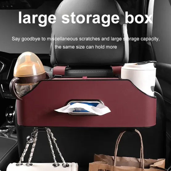 Car Headrest-Mounted Multifunction Storage Tray