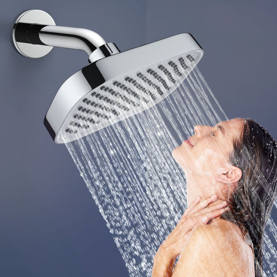 6-Inch Rainfall Handheld Shower Head with High-Pressure Flow, 3-Step Easy Installation & Flexible Hose