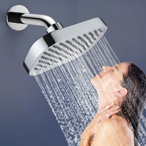 6-Inch Rainfall Handheld Shower Head with High-Pressure Flow, 3-Step Easy Installation & Flexible Hose