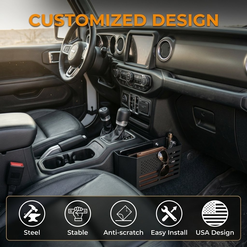 Heavy-duty Metal Gear Shift Center Console Organizer(2 Pack Set)