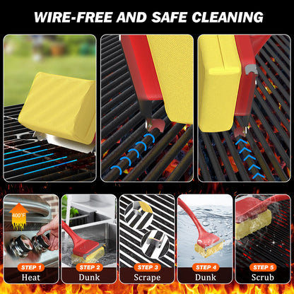 Grill Brush. Bristle Free Steam Grill Brush with Scrape