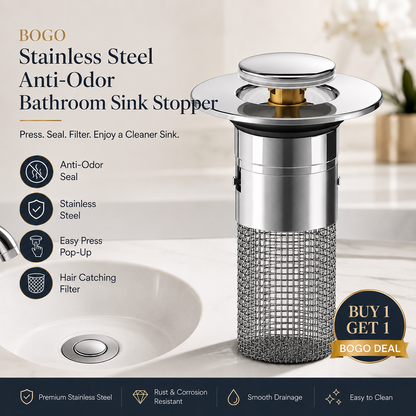 Stainless Steel Anti-Odor Bathroom Sink Stopper-3 PCS