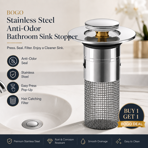Stainless Steel Anti-Odor Bathroom Sink Stopper-3 PCS