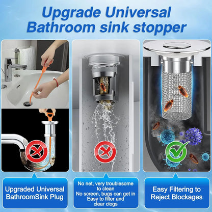 Stainless Steel Anti-Odor Bathroom Sink Stopper-3 PCS